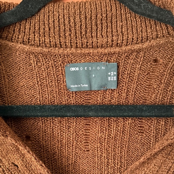 ASOS Brown Ribbed Button-Up Cardigan 2 - Picture 2 of 4